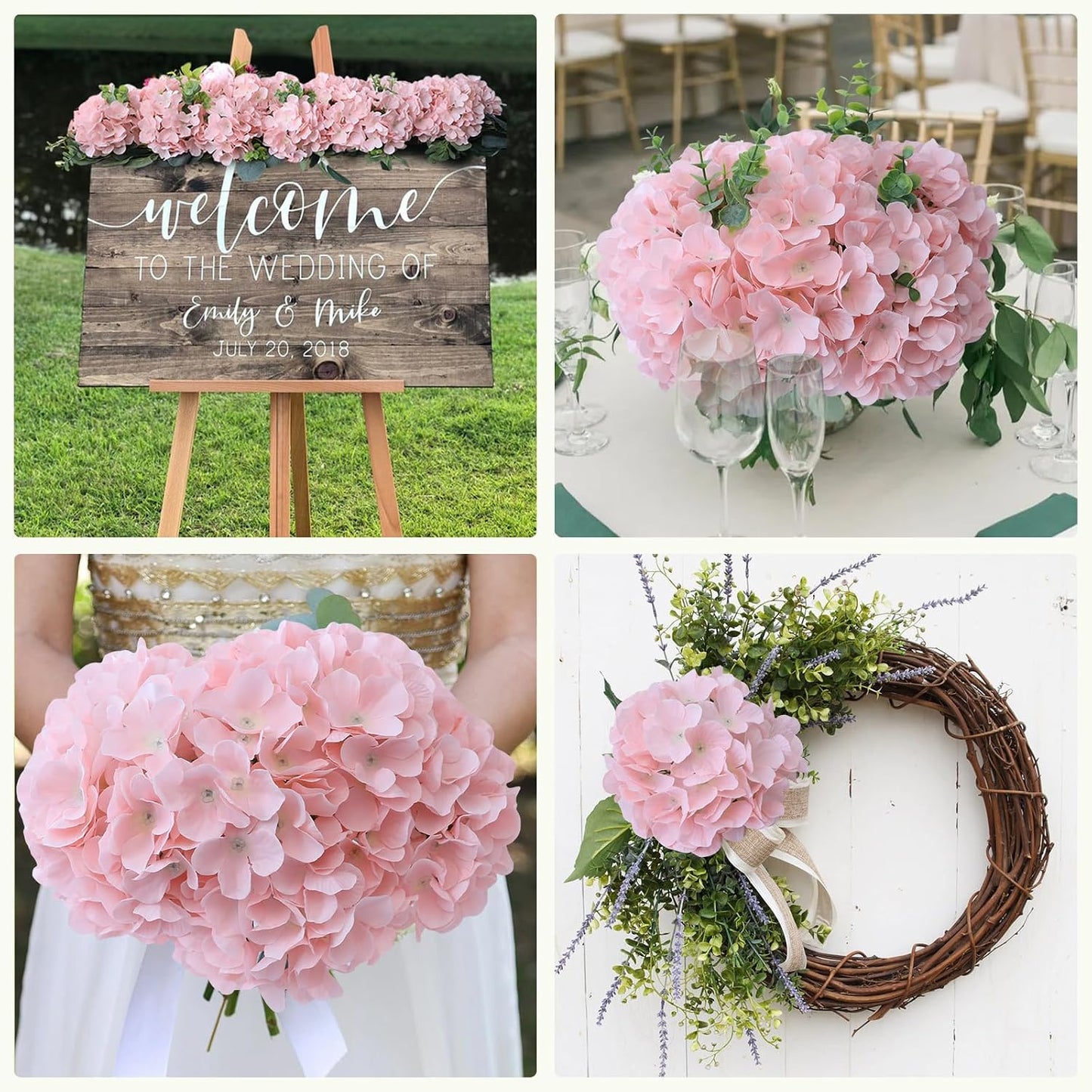 20Pcs Brown Hydrangea Artificial Flowers Bulk Realistic Silk Faux Hydrangea Heads with Stems Fake Flowers for Wedding Table Centerpieces, Arch,Baby Shower,Home,Party DIY Decoration