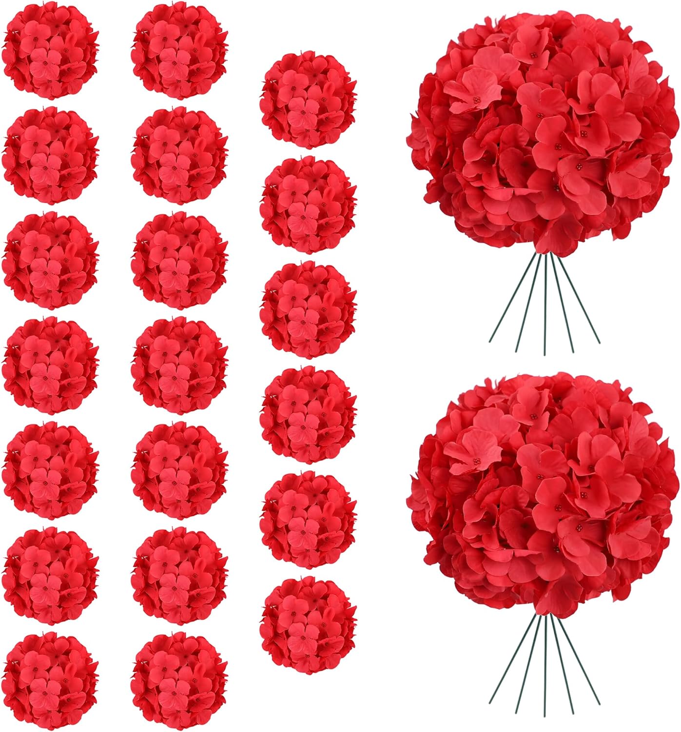 20Pcs Brown Hydrangea Artificial Flowers Bulk Realistic Silk Faux Hydrangea Heads with Stems Fake Flowers for Wedding Table Centerpieces, Arch,Baby Shower,Home,Party DIY Decoration