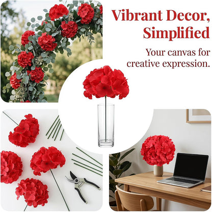 20Pcs Brown Hydrangea Artificial Flowers Bulk Realistic Silk Faux Hydrangea Heads with Stems Fake Flowers for Wedding Table Centerpieces, Arch,Baby Shower,Home,Party DIY Decoration