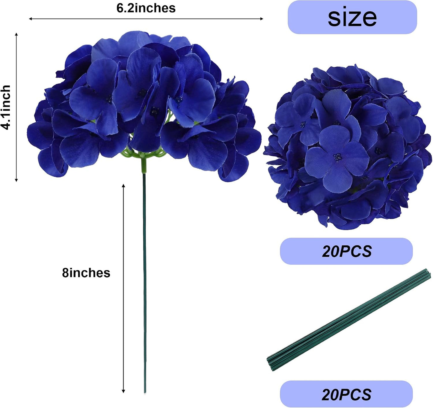 20Pcs Brown Hydrangea Artificial Flowers Bulk Realistic Silk Faux Hydrangea Heads with Stems Fake Flowers for Wedding Table Centerpieces, Arch,Baby Shower,Home,Party DIY Decoration
