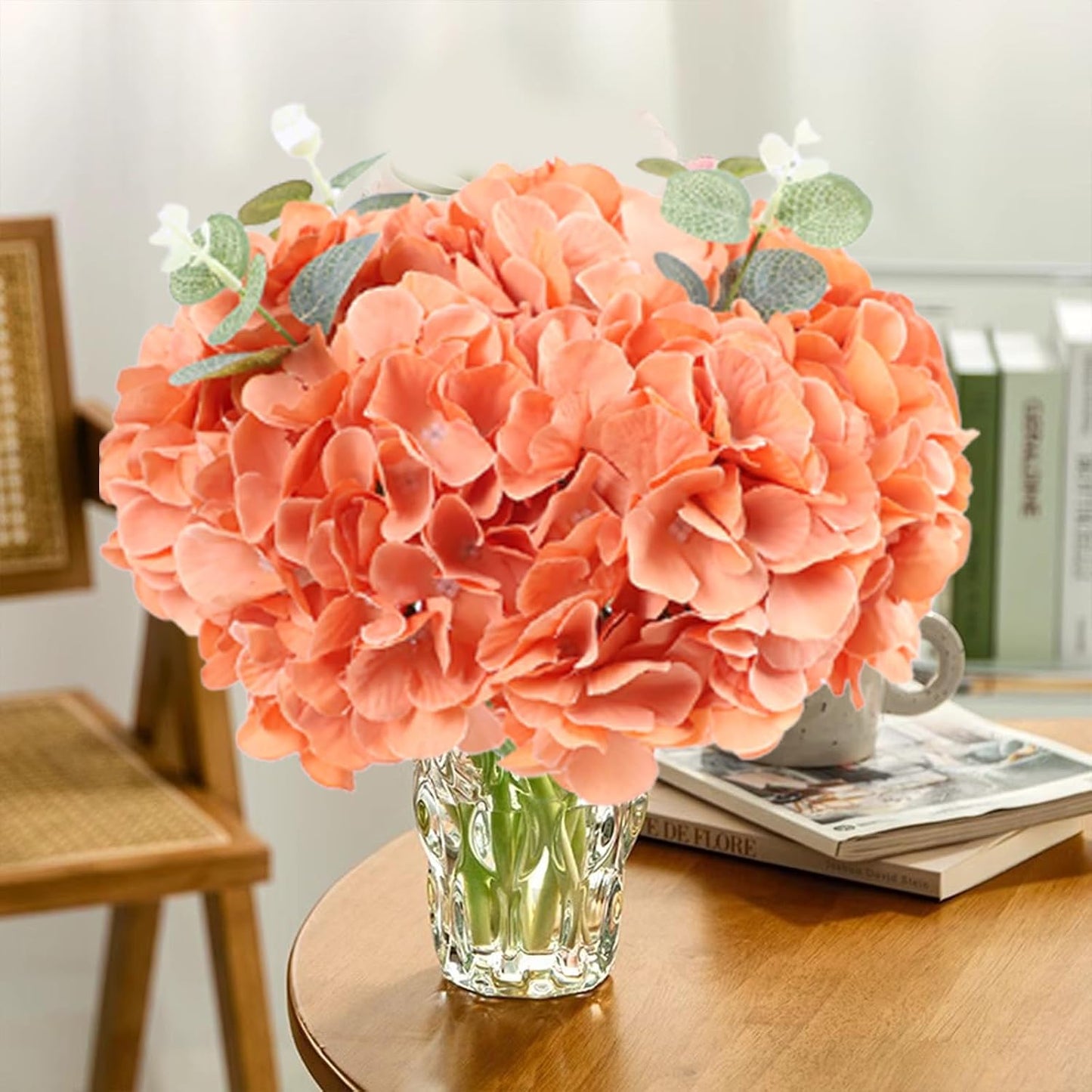 20Pcs Brown Hydrangea Artificial Flowers Bulk Realistic Silk Faux Hydrangea Heads with Stems Fake Flowers for Wedding Table Centerpieces, Arch,Baby Shower,Home,Party DIY Decoration