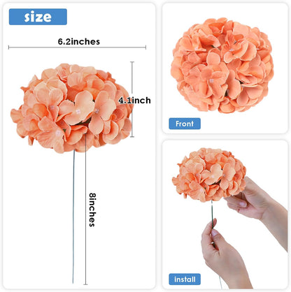 20Pcs Brown Hydrangea Artificial Flowers Bulk Realistic Silk Faux Hydrangea Heads with Stems Fake Flowers for Wedding Table Centerpieces, Arch,Baby Shower,Home,Party DIY Decoration