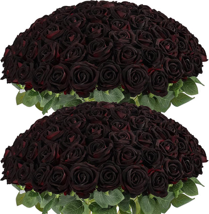 60Pcs Red Roses Artificial Flowers, Velvet Silk Faux Roses, Realistic Red Flowers for Father's Day, Wedding Centerpieces, Cake, Bridal Bouquets, Home Decor, Anniversary, Valentine's Day Decorations