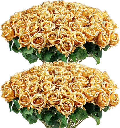 60Pcs Red Roses Artificial Flowers, Velvet Silk Faux Roses, Realistic Red Flowers for Father's Day, Wedding Centerpieces, Cake, Bridal Bouquets, Home Decor, Anniversary, Valentine's Day Decorations