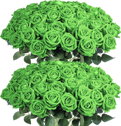 60Pcs Red Roses Artificial Flowers, Velvet Silk Faux Roses, Realistic Red Flowers for Father's Day, Wedding Centerpieces, Cake, Bridal Bouquets, Home Decor, Anniversary, Valentine's Day Decorations