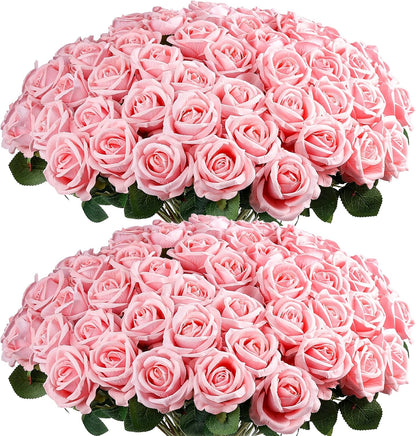 60Pcs Red Roses Artificial Flowers, Velvet Silk Faux Roses, Realistic Red Flowers for Father's Day, Wedding Centerpieces, Cake, Bridal Bouquets, Home Decor, Anniversary, Valentine's Day Decorations