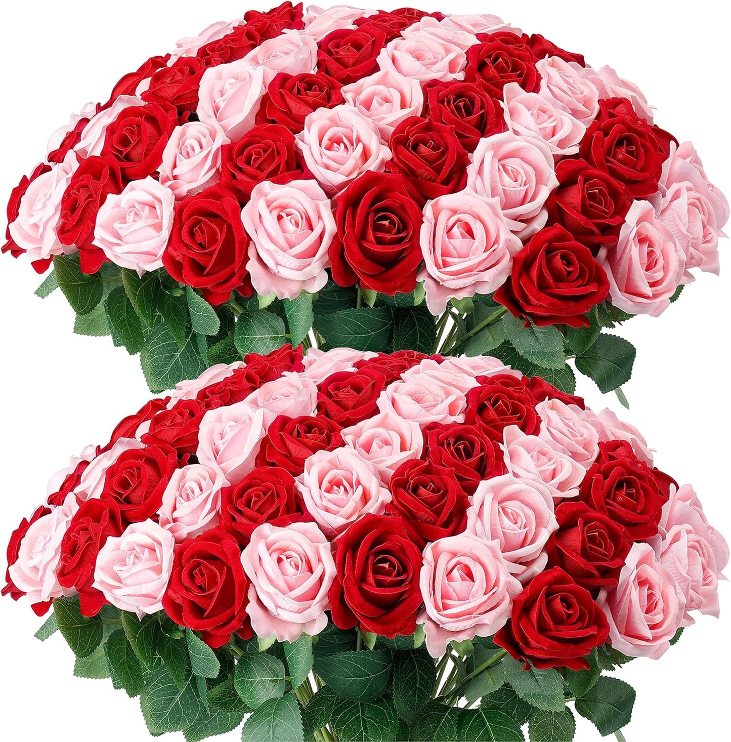 60Pcs Red Roses Artificial Flowers, Velvet Silk Faux Roses, Realistic Red Flowers for Father's Day, Wedding Centerpieces, Cake, Bridal Bouquets, Home Decor, Anniversary, Valentine's Day Decorations