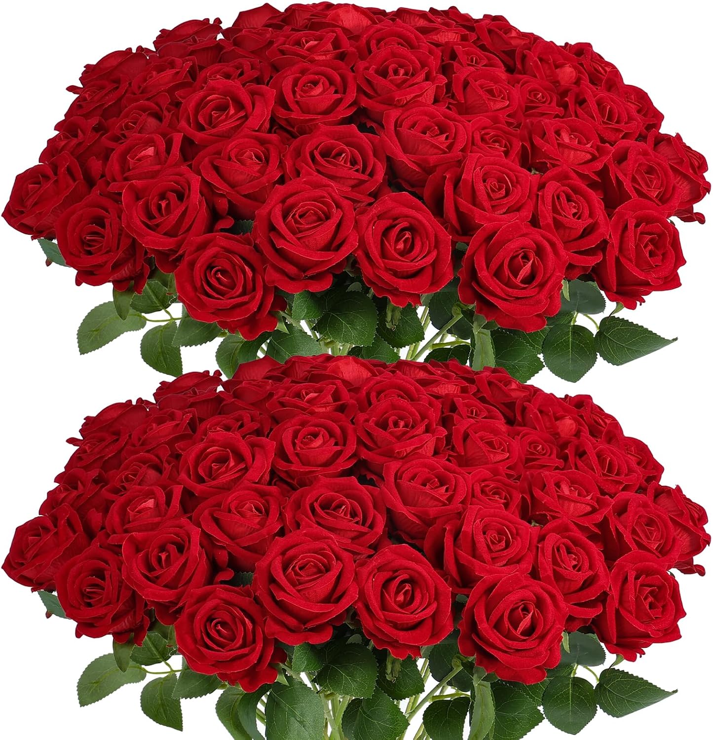 60Pcs Red Roses Artificial Flowers, Velvet Silk Faux Roses, Realistic Red Flowers for Father's Day, Wedding Centerpieces, Cake, Bridal Bouquets, Home Decor, Anniversary, Valentine's Day Decorations