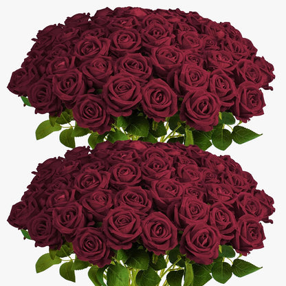 60Pcs Red Roses Artificial Flowers, Velvet Silk Faux Roses, Realistic Red Flowers for Father's Day, Wedding Centerpieces, Cake, Bridal Bouquets, Home Decor, Anniversary, Valentine's Day Decorations
