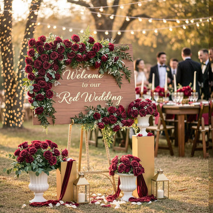 60Pcs Red Roses Artificial Flowers, Velvet Silk Faux Roses, Realistic Red Flowers for Father's Day, Wedding Centerpieces, Cake, Bridal Bouquets, Home Decor, Anniversary, Valentine's Day Decorations
