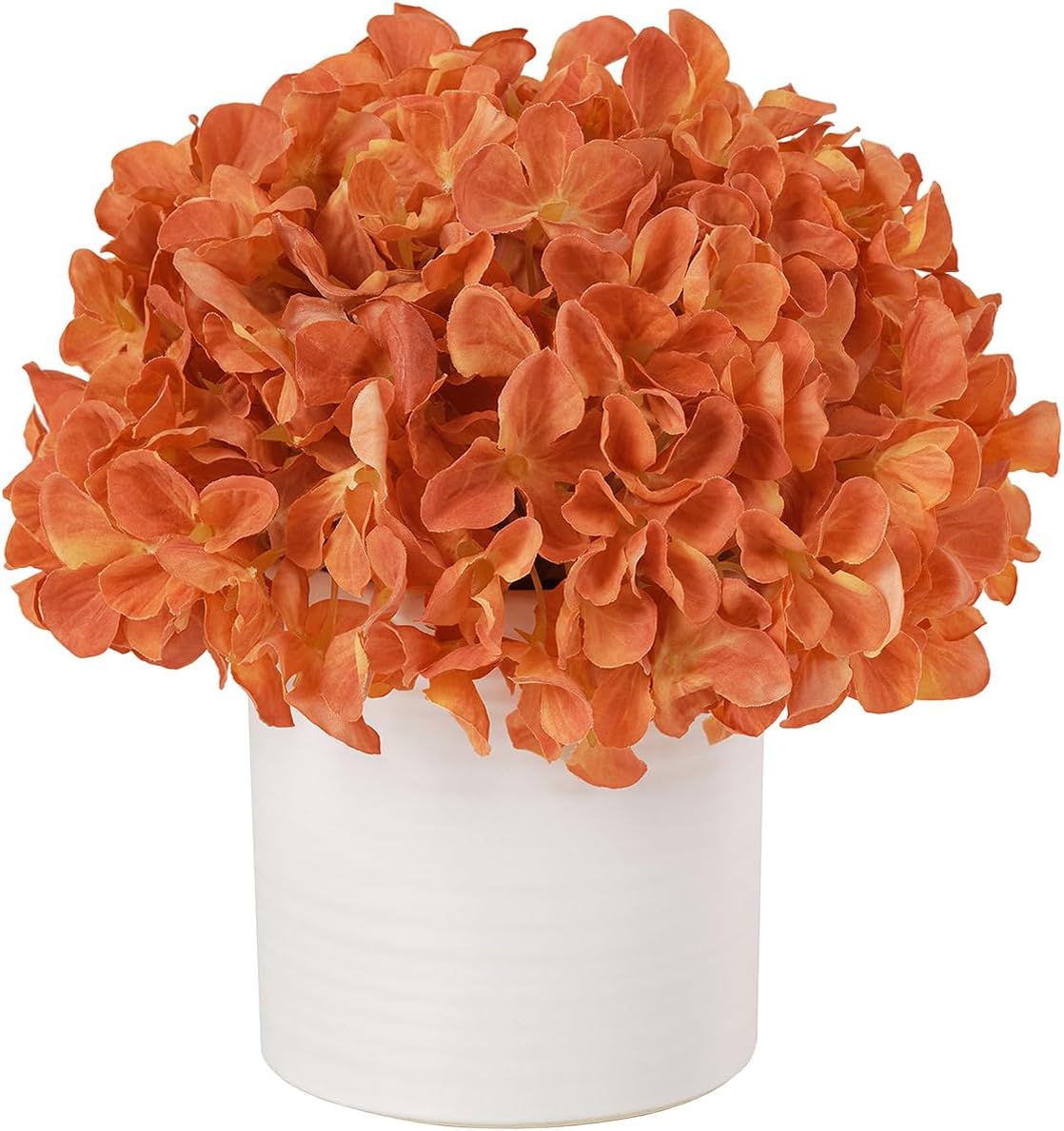 Blue Hydrangea Fake Flowers in Vase, Artificial Flowers with Ceramic Vase, Small Faux Potted Floral Arrangements for Home Bathroom Kitchen Office Coffee Table Wedding Party Centerpiece Decor & Gift