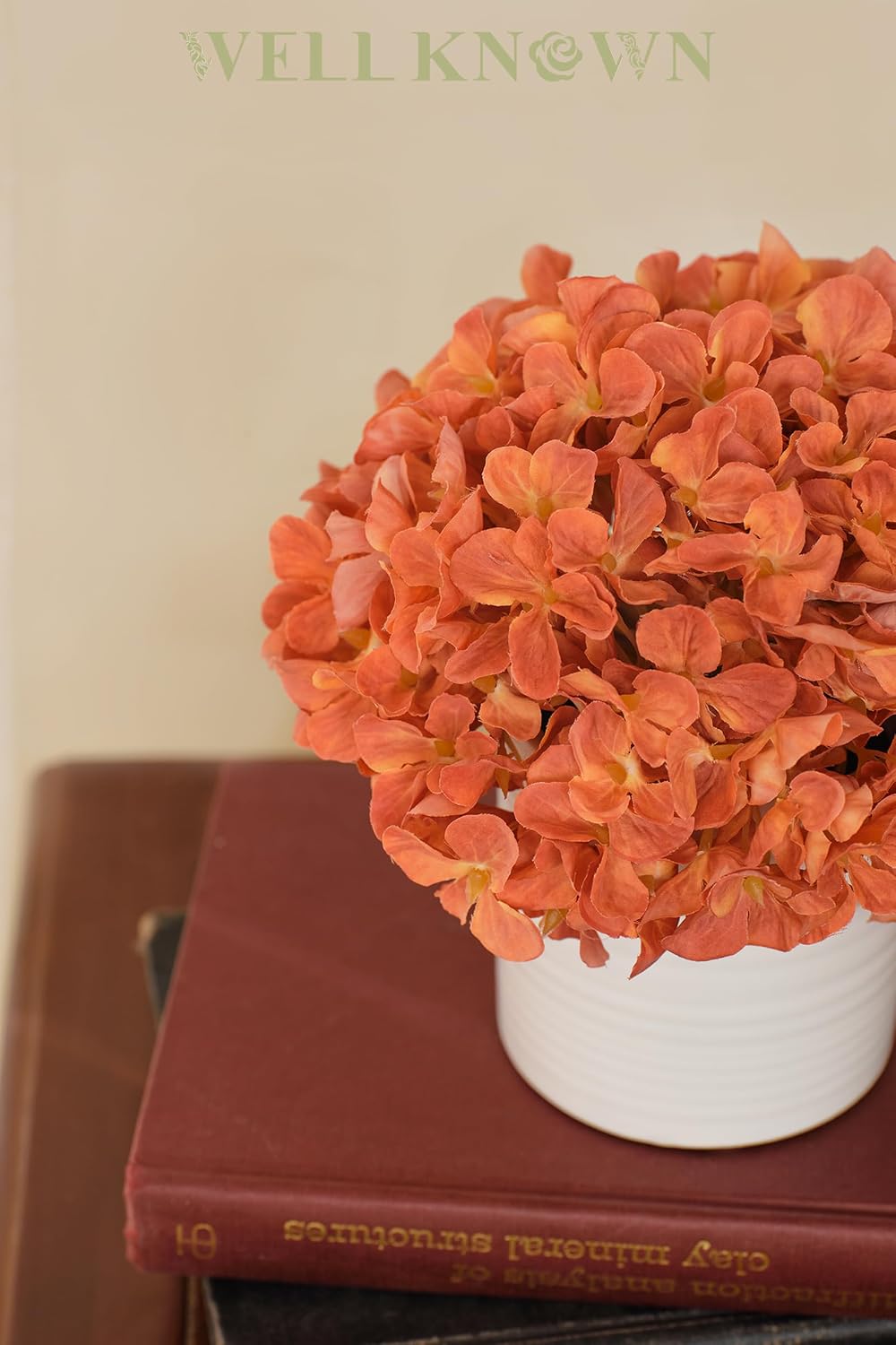 Blue Hydrangea Fake Flowers in Vase, Artificial Flowers with Ceramic Vase, Small Faux Potted Floral Arrangements for Home Bathroom Kitchen Office Coffee Table Wedding Party Centerpiece Decor & Gift