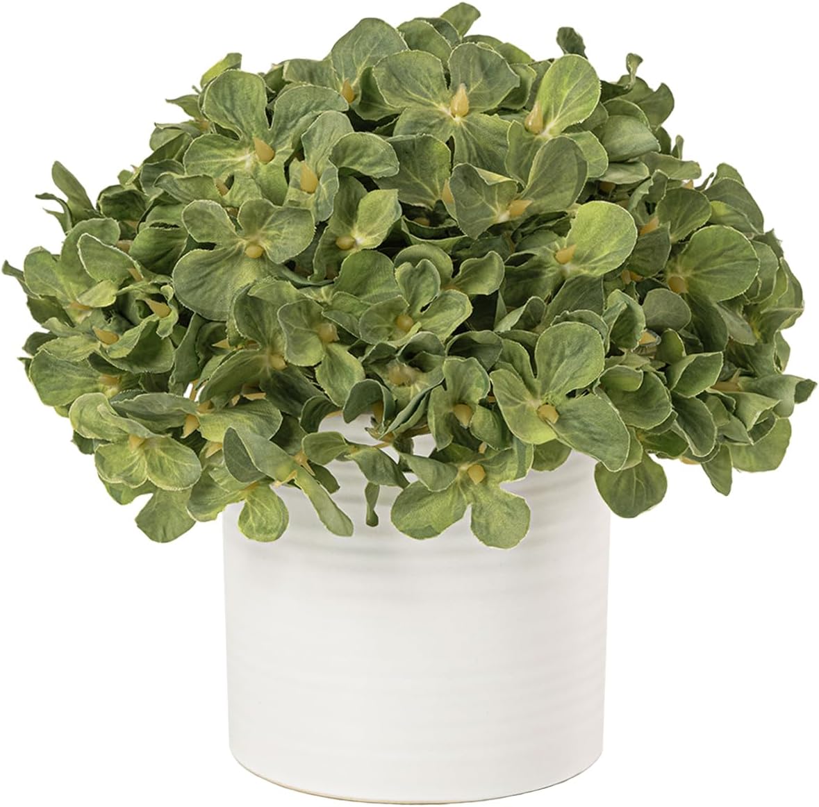 Blue Hydrangea Fake Flowers in Vase, Artificial Flowers with Ceramic Vase, Small Faux Potted Floral Arrangements for Home Bathroom Kitchen Office Coffee Table Wedding Party Centerpiece Decor & Gift