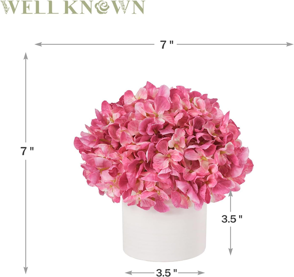 Blue Hydrangea Fake Flowers in Vase, Artificial Flowers with Ceramic Vase, Small Faux Potted Floral Arrangements for Home Bathroom Kitchen Office Coffee Table Wedding Party Centerpiece Decor & Gift
