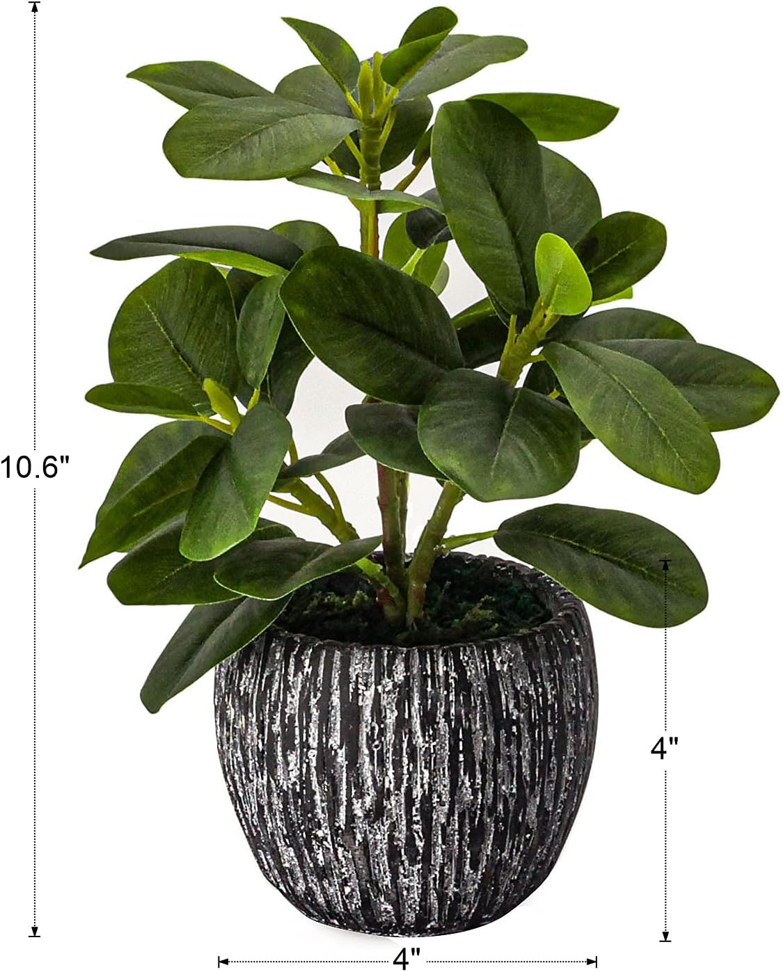 Artificial Potted Plant, Real Touch Artificial Oak Leaves Waterproof Fake Plants Indoor Outdoor, Eco Friendly Modern Concrete Greenery Plant Pots for Office Home Kitchen Shelf Farmhouse Decor