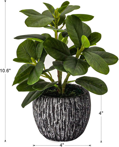 Artificial Potted Plant, Real Touch Artificial Oak Leaves Waterproof Fake Plants Indoor Outdoor, Eco Friendly Modern Concrete Greenery Plant Pots for Office Home Kitchen Shelf Farmhouse Decor