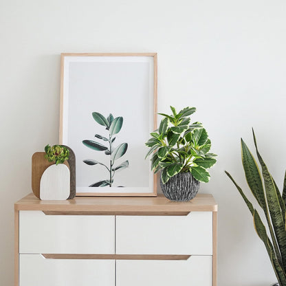 Artificial Potted Plant, Real Touch Artificial Oak Leaves Waterproof Fake Plants Indoor Outdoor, Eco Friendly Modern Concrete Greenery Plant Pots for Office Home Kitchen Shelf Farmhouse Decor