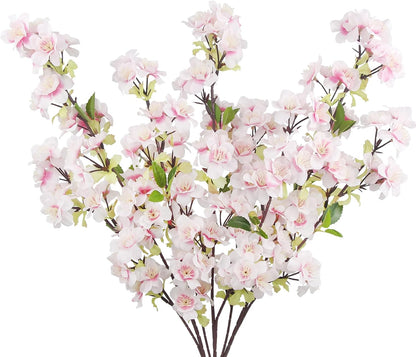 3 Pcs Cherry Blossom Branches for Vase Long Stems Artificial Flowers Spring Summer Decor White Faux Silk Cherry Blossom Branches for Home Wedding Party Table Centerpieces