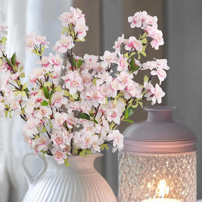 3 Pcs Cherry Blossom Branches for Vase Long Stems Artificial Flowers Spring Summer Decor White Faux Silk Cherry Blossom Branches for Home Wedding Party Table Centerpieces