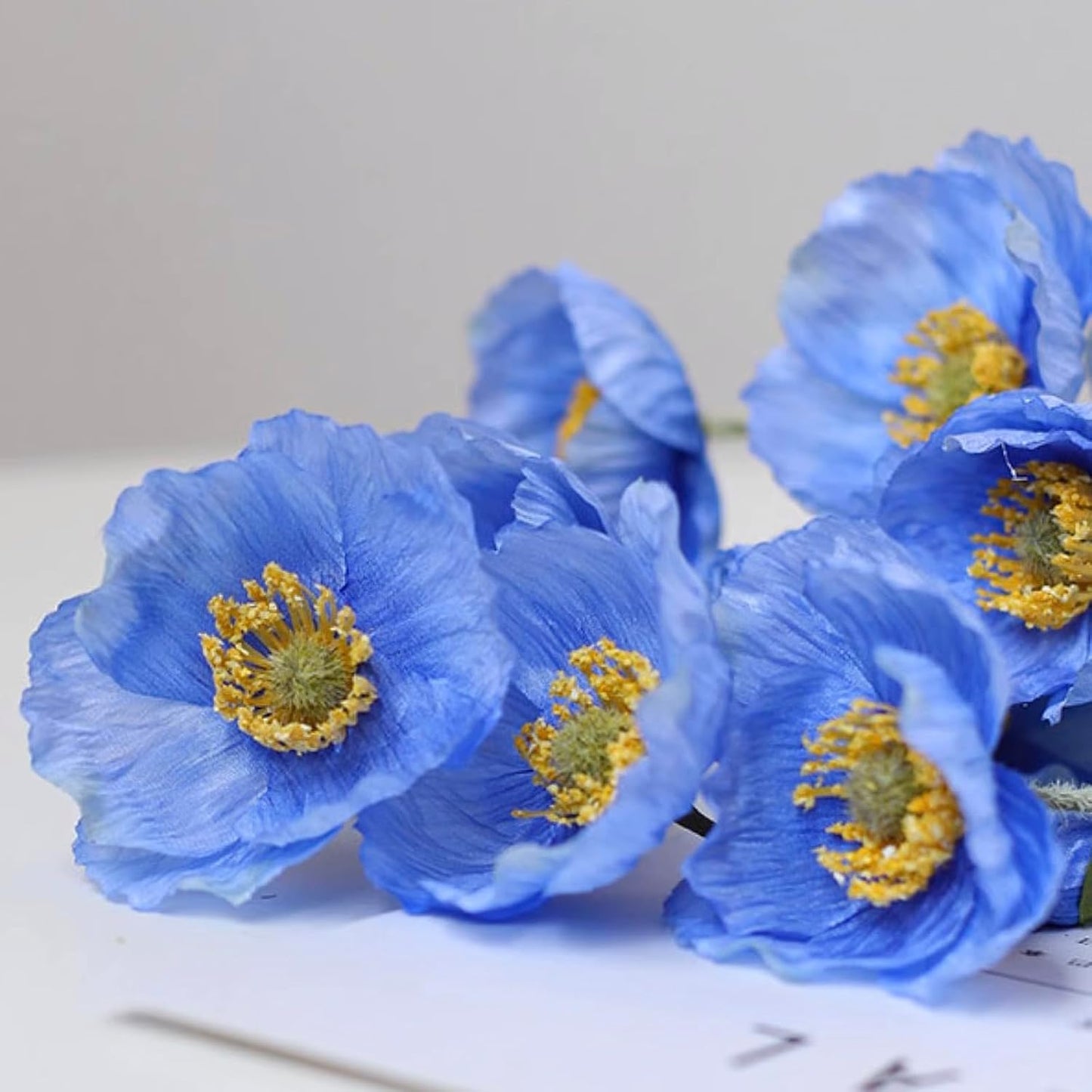 Artificial Flowers 6 Stems Poppy Silk Bouquet,for Wedding, Home, Party Decoration,Table Centerpiece Arrangement(Orange Pink 6pcs)