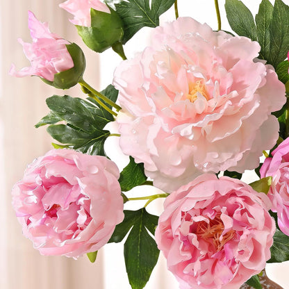 3 Bouquets Peonies Artificial Flowers with 22'' Long Stems, Latex Real Touch Faux Peony Flowers, Fake Peonies Bouquet for Table Centerpieces, Vases Home Wedding Party Decor (Mixed Pink)