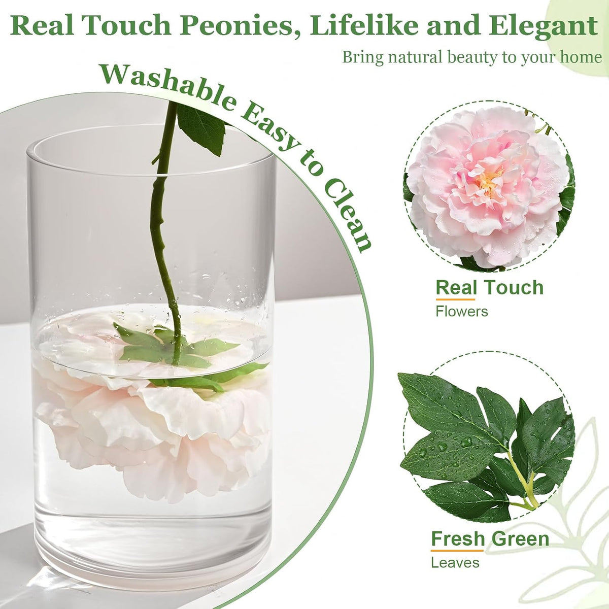 3 Bouquets Peonies Artificial Flowers with 22'' Long Stems, Latex Real Touch Faux Peony Flowers, Fake Peonies Bouquet for Table Centerpieces, Vases Home Wedding Party Decor (Mixed Pink)