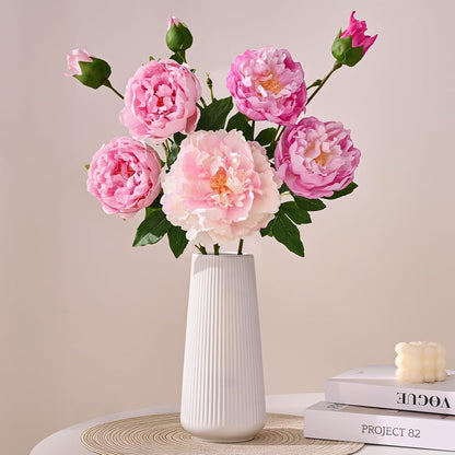 3 Bouquets Peonies Artificial Flowers with 22'' Long Stems, Latex Real Touch Faux Peony Flowers, Fake Peonies Bouquet for Table Centerpieces, Vases Home Wedding Party Decor (Mixed Pink)