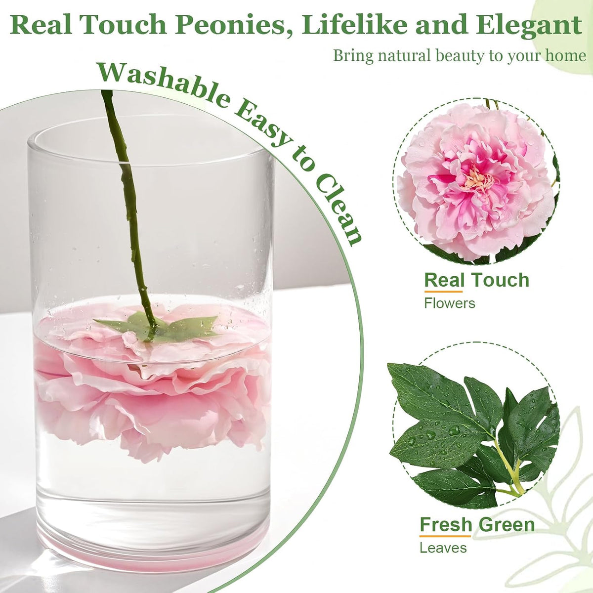 3 Bouquets Peonies Artificial Flowers with 22'' Long Stems, Latex Real Touch Faux Peony Flowers, Fake Peonies Bouquet for Table Centerpieces, Vases Home Wedding Party Decor (Mixed Pink)