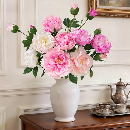 3 Bouquets Peonies Artificial Flowers with 22'' Long Stems, Latex Real Touch Faux Peony Flowers, Fake Peonies Bouquet for Table Centerpieces, Vases Home Wedding Party Decor (Mixed Pink)