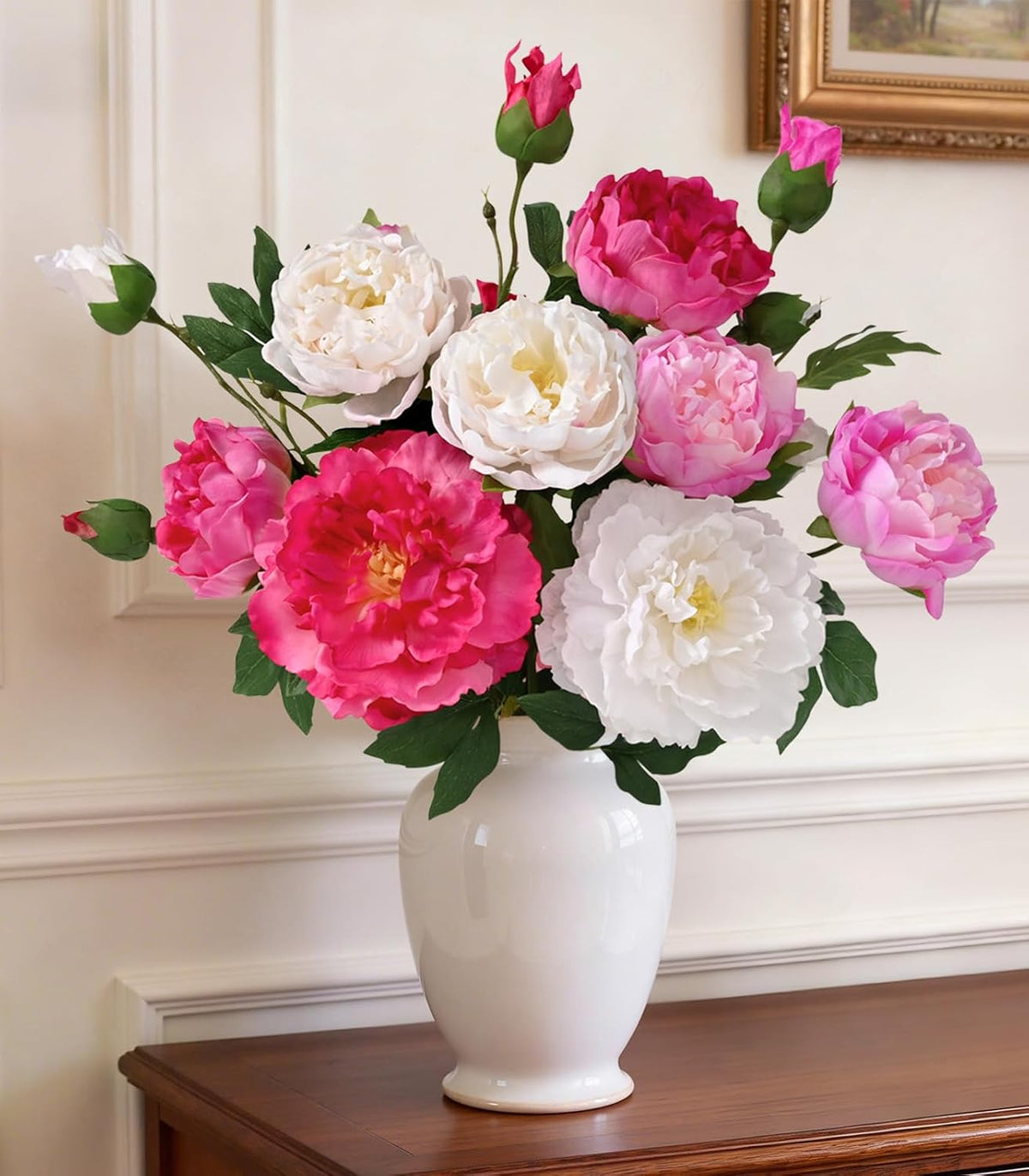 3 Bouquets Peonies Artificial Flowers with 22'' Long Stems, Latex Real Touch Faux Peony Flowers, Fake Peonies Bouquet for Table Centerpieces, Vases Home Wedding Party Decor (Mixed Pink)