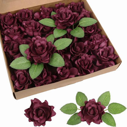 25PCS Gardenia Flowers Artificial 3.15’’ Foam Fake Rose Heads White Faux Gardenia Flowers with Stems for Wedding Bouquet Bridal Shower Party Home Floral Arrangements(White)