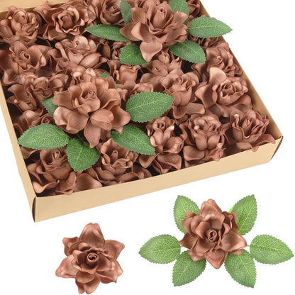 25PCS Gardenia Flowers Artificial 3.15’’ Foam Fake Rose Heads White Faux Gardenia Flowers with Stems for Wedding Bouquet Bridal Shower Party Home Floral Arrangements(White)