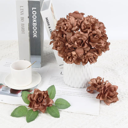 25PCS Gardenia Flowers Artificial 3.15’’ Foam Fake Rose Heads White Faux Gardenia Flowers with Stems for Wedding Bouquet Bridal Shower Party Home Floral Arrangements(White)