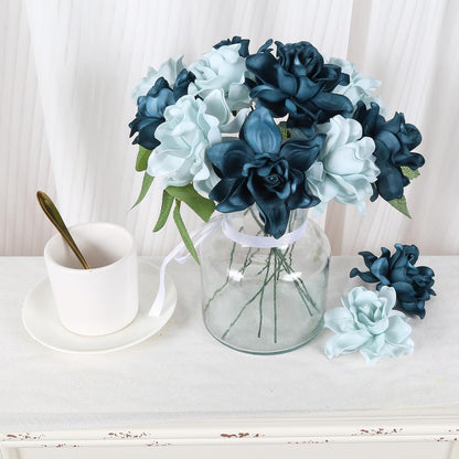 25PCS Gardenia Flowers Artificial 3.15’’ Foam Fake Rose Heads White Faux Gardenia Flowers with Stems for Wedding Bouquet Bridal Shower Party Home Floral Arrangements(White)