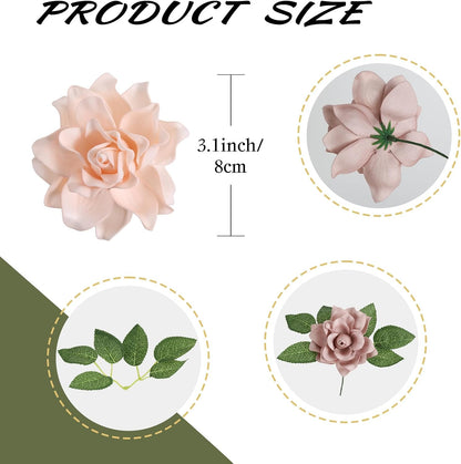 25PCS Gardenia Flowers Artificial 3.15’’ Foam Fake Rose Heads White Faux Gardenia Flowers with Stems for Wedding Bouquet Bridal Shower Party Home Floral Arrangements(White)