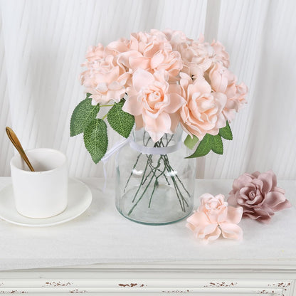 25PCS Gardenia Flowers Artificial 3.15’’ Foam Fake Rose Heads White Faux Gardenia Flowers with Stems for Wedding Bouquet Bridal Shower Party Home Floral Arrangements(White)