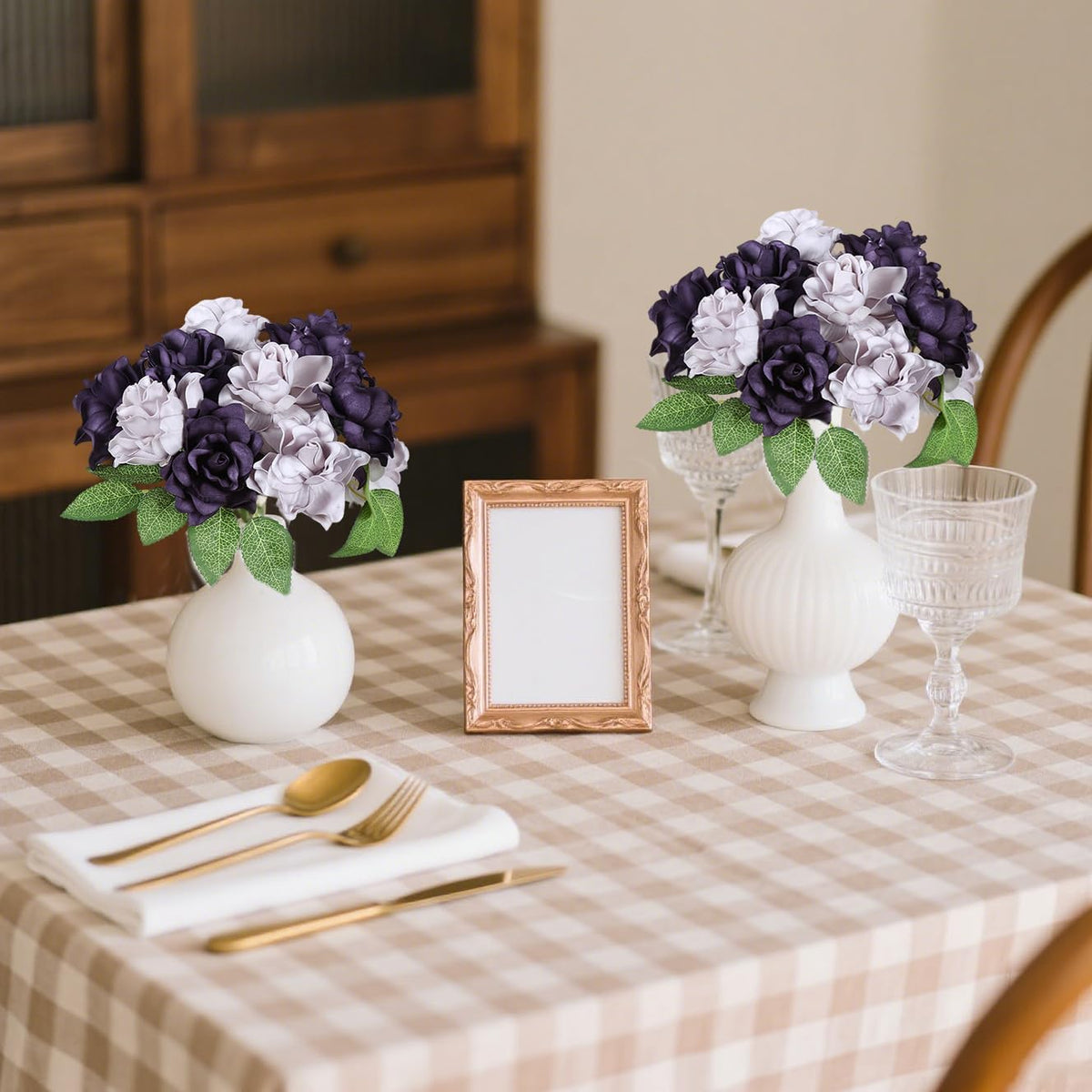 25PCS Gardenia Flowers Artificial 3.15’’ Foam Fake Rose Heads White Faux Gardenia Flowers with Stems for Wedding Bouquet Bridal Shower Party Home Floral Arrangements(White)