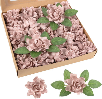 25PCS Gardenia Flowers Artificial 3.15’’ Foam Fake Rose Heads White Faux Gardenia Flowers with Stems for Wedding Bouquet Bridal Shower Party Home Floral Arrangements(White)