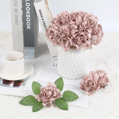 25PCS Gardenia Flowers Artificial 3.15’’ Foam Fake Rose Heads White Faux Gardenia Flowers with Stems for Wedding Bouquet Bridal Shower Party Home Floral Arrangements(White)