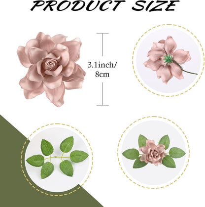 25PCS Gardenia Flowers Artificial 3.15’’ Foam Fake Rose Heads White Faux Gardenia Flowers with Stems for Wedding Bouquet Bridal Shower Party Home Floral Arrangements(White)