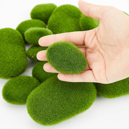 20 PCS Artificial Moss Rocks, 2 Sizes Faux Green Moss Covered Stones, Decorative Moss Rocks for Fairy Gardens, Terrariums, Floral Arrangements, Potted Plants & Crafts
