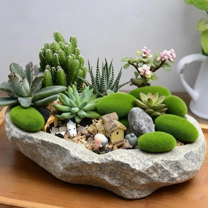 20 PCS Artificial Moss Rocks, 2 Sizes Faux Green Moss Covered Stones, Decorative Moss Rocks for Fairy Gardens, Terrariums, Floral Arrangements, Potted Plants & Crafts
