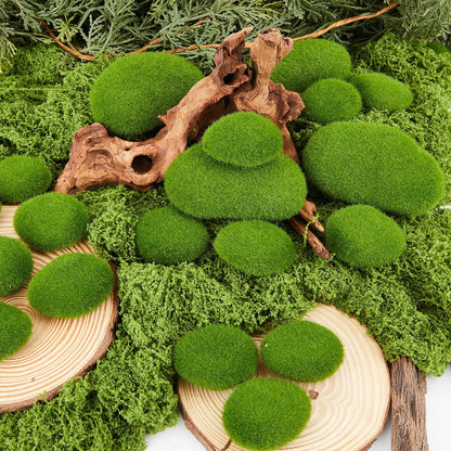 20 PCS Artificial Moss Rocks, 2 Sizes Faux Green Moss Covered Stones, Decorative Moss Rocks for Fairy Gardens, Terrariums, Floral Arrangements, Potted Plants & Crafts