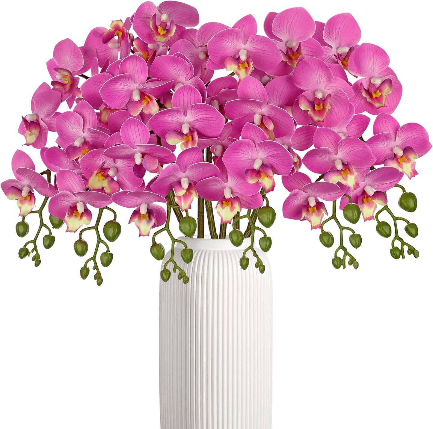 6Pcs Purple Orchids Artificial Flowers, 25" Fake Orchids Faux Flower Arrangements, Silk Orchid That Look Real for Table Centerpiece, Wedding, Home & Office, Living Room, Entryway Decor, Elegant Gifts