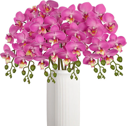 6Pcs Purple Orchids Artificial Flowers, 25" Fake Orchids Faux Flower Arrangements, Silk Orchid That Look Real for Table Centerpiece, Wedding, Home & Office, Living Room, Entryway Decor, Elegant Gifts