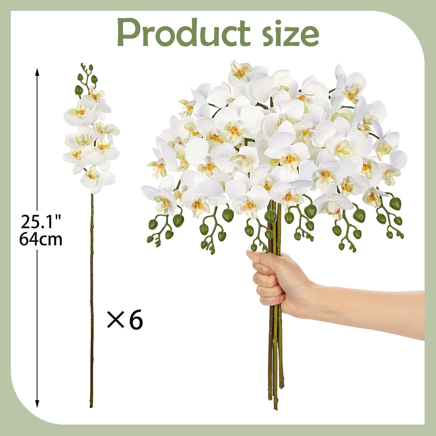 6Pcs Purple Orchids Artificial Flowers, 25" Fake Orchids Faux Flower Arrangements, Silk Orchid That Look Real for Table Centerpiece, Wedding, Home & Office, Living Room, Entryway Decor, Elegant Gifts