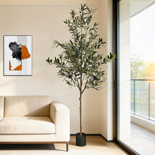 5ft Artificial Olive Tree Indoor, Realistic Fake Olive Tree with Lifelike Fruits, Faux Tall Plant for Home Office Cafe Hotel Commercial Living Room Corner Decor