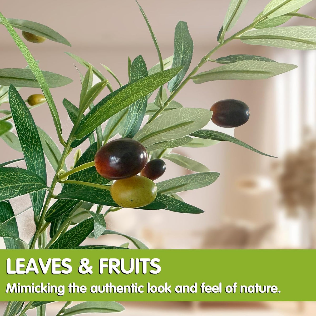 5ft Artificial Olive Tree Indoor, Realistic Fake Olive Tree with Lifelike Fruits, Faux Tall Plant for Home Office Cafe Hotel Commercial Living Room Corner Decor