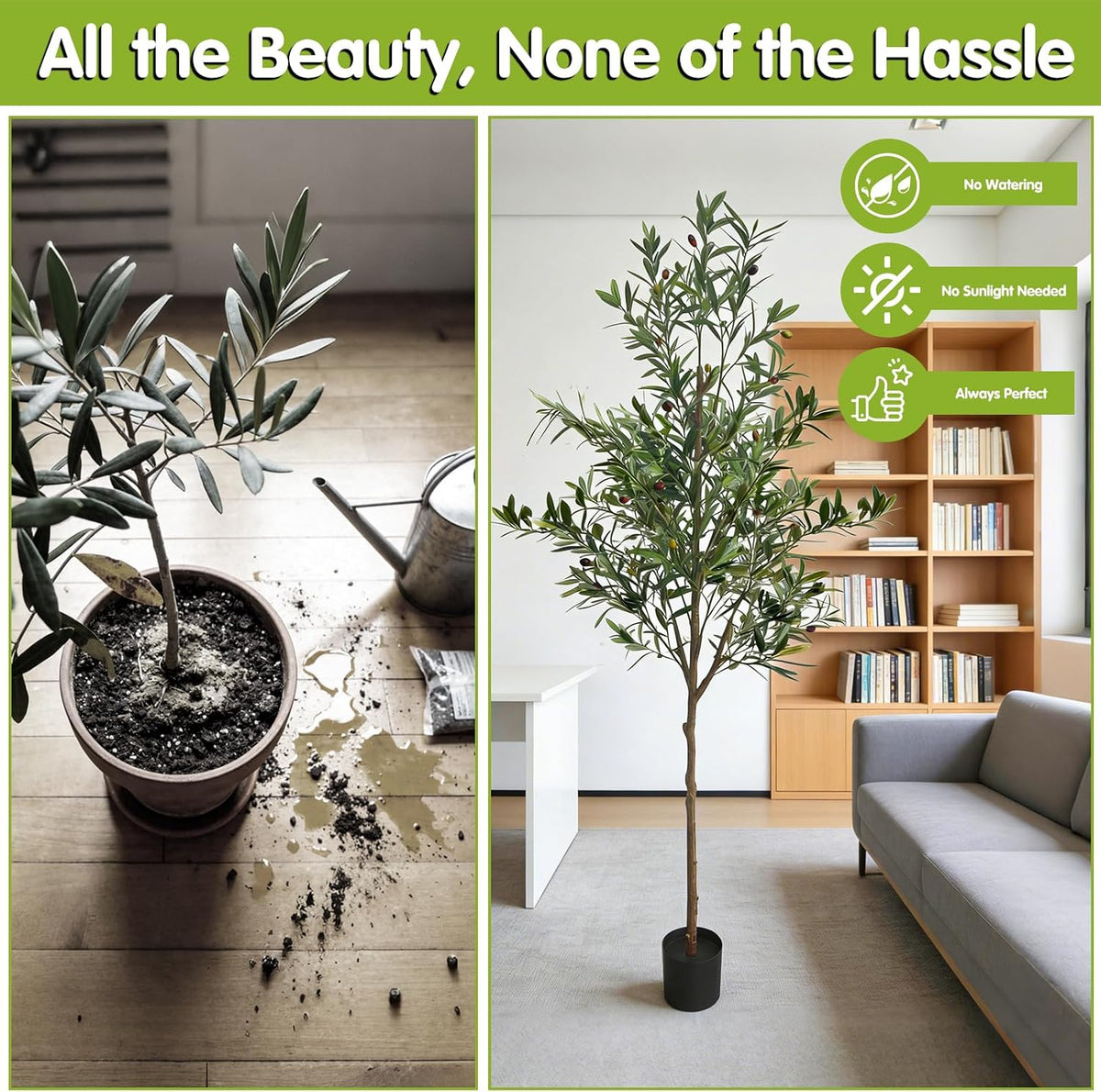 5ft Artificial Olive Tree Indoor, Realistic Fake Olive Tree with Lifelike Fruits, Faux Tall Plant for Home Office Cafe Hotel Commercial Living Room Corner Decor
