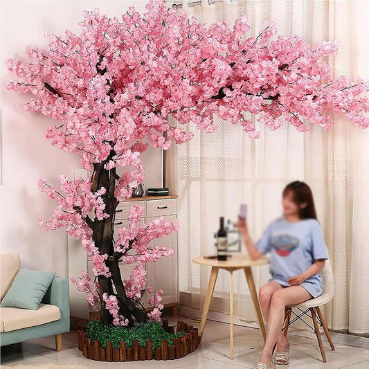 6ft Artificial Cherry Blossom Trees,Faux Cherry Blossom Tree Pink Cherry Blossom Handmade Tree Indoor Outdoor for Wedding Event Party Restaurant,Pink-6x5ft